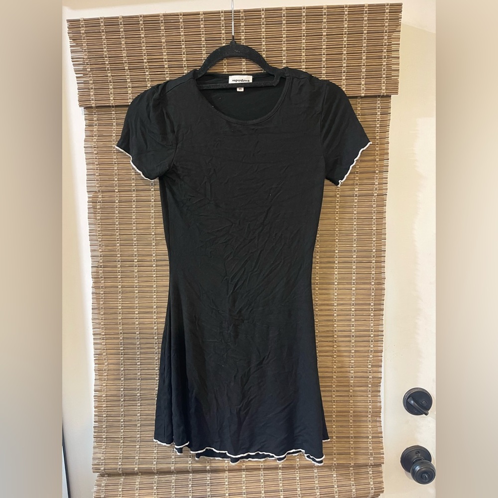 Superdown Black Midi Dress with White Trim